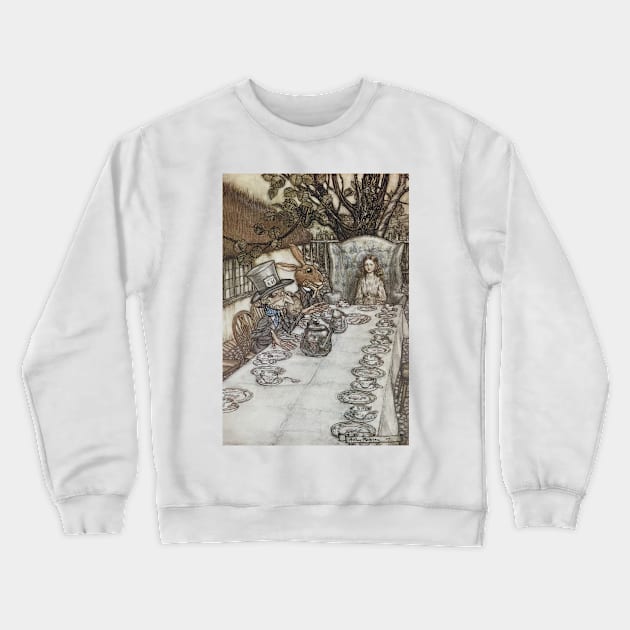 Alice in Wonderland Tea Party, Arthur Rackham Crewneck Sweatshirt by immortalpeaches